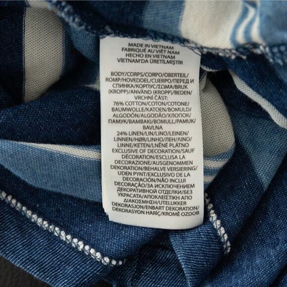 Polo Ralph Lauren Men Classic Fit Striped Cotton Linen Tee Navy Size XL - Picture 5 of 7